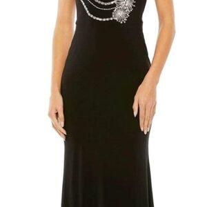 Mac Duggal Black and Silver Embellished Gown Size 16. Statement Piece.